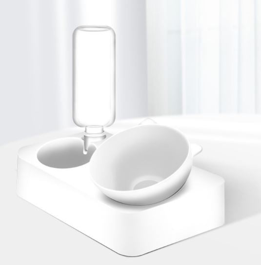 Pets Water and Food Bowl Set 15°Tilted Water