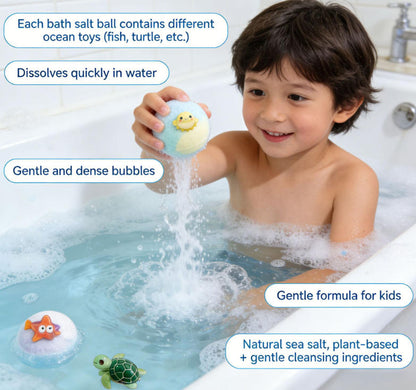 Kids Ocean Bath Bomb Set 12pcs x 60g – Bubble Bath Fizzers, Sea Salt Bath Balls, Fun Bath Toys Gift Set