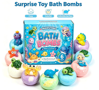Kids Ocean Bath Bomb Set 12pcs x 60g – Bubble Bath Fizzers, Sea Salt Bath Balls, Fun Bath Toys Gift Set