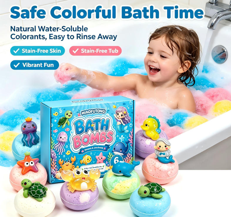 Kids Ocean Bath Bomb Set 12pcs x 60g – Bubble Bath Fizzers, Sea Salt Bath Balls, Fun Bath Toys Gift Set