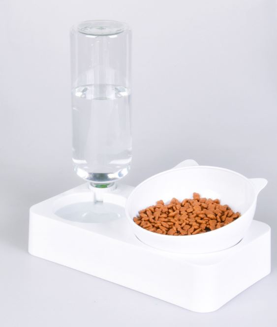 Pets Water and Food Bowl Set 15°Tilted Water