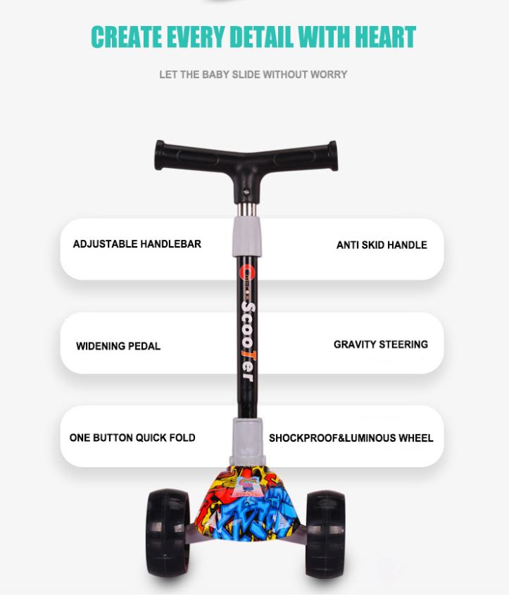 Kids Scooter Foldable Light Up Music