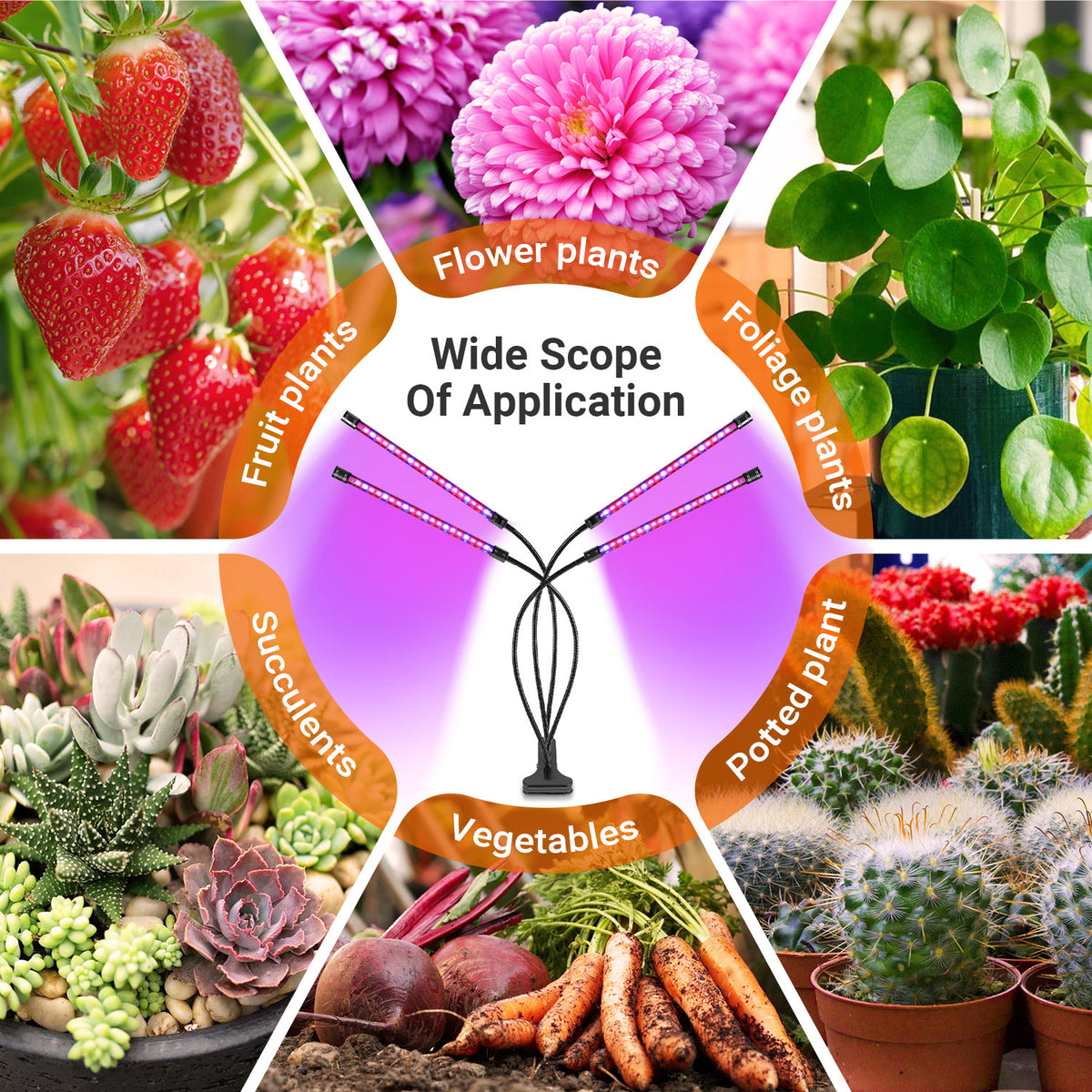 [Local Seller]4 Heads Grow Light Tube for Indoor Plant USB 80 LED Red Blue Full Spectrum Sunlike Light