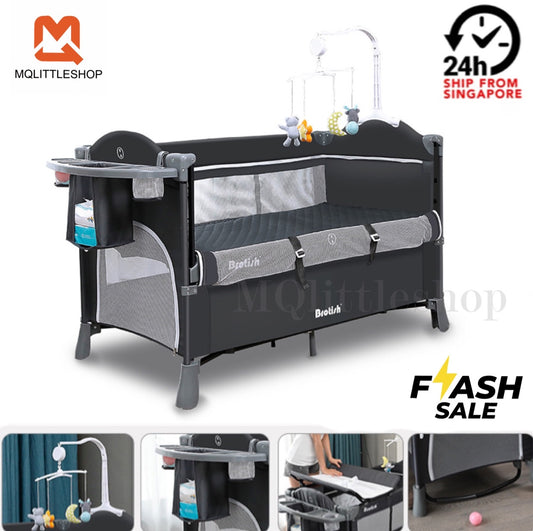 2 Layer Portable Infant Baby Cot Playpen Travel Cot