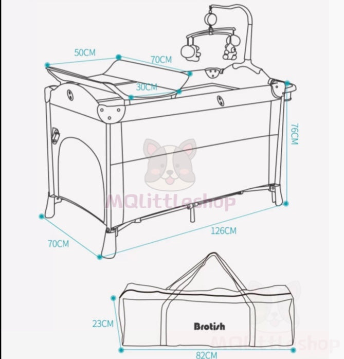 2 Layer Portable Infant Baby Cot Playpen Travel Cot