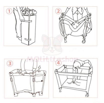 2 Layer Portable Infant Baby Cot Playpen Travel Cot