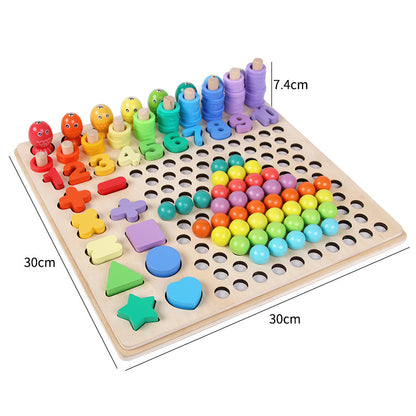 [Montessori Toy ] 13 in 1 Wooden Bead Holder Educational Toy Focus Training Chopsticks Training Educational Toy