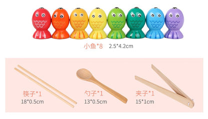 [Montessori Toy ] 13 in 1 Wooden Bead Holder Educational Toy Focus Training Chopsticks Training Educational Toy