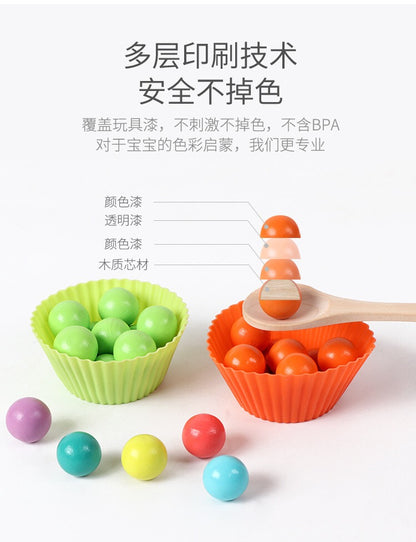 [Montessori Toy ] 13 in 1 Wooden Bead Holder Educational Toy Focus Training Chopsticks Training Educational Toy