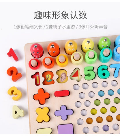 [Montessori Toy ] 13 in 1 Wooden Bead Holder Educational Toy Focus Training Chopsticks Training Educational Toy