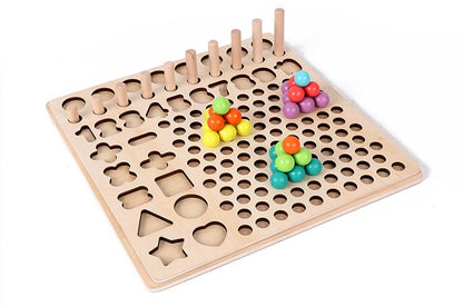 [Montessori Toy ] 13 in 1 Wooden Bead Holder Educational Toy Focus Training Chopsticks Training Educational Toy