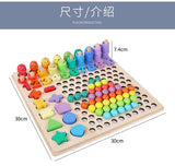 [Montessori Toy ] 13 in 1 Wooden Bead Holder Educational Toy Focus Training Chopsticks Training Educational Toy