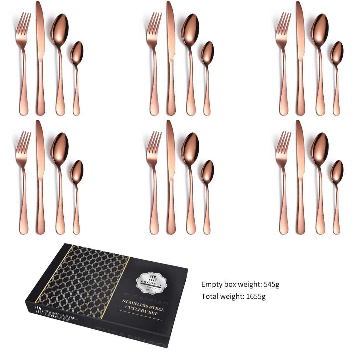 24 Pcs Cutlery Set 304 Food Grade Stainless Steel Spoon Fork Knife Tea Spoon Gift Set