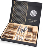 24 Pcs Cutlery Set 304 Food Grade Stainless Steel Spoon Fork Knife Tea Spoon Gift Set